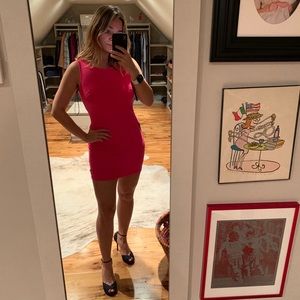 Exposed Back Pink Bodycon Dress